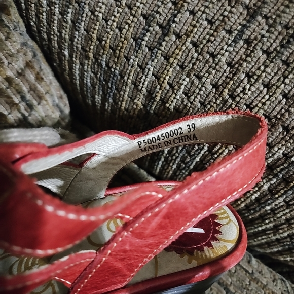 FLY London Multi-strap Wedge Sandals Lace Up Women's Size 39 Red Yito Very Clean - Picture 4 of 7